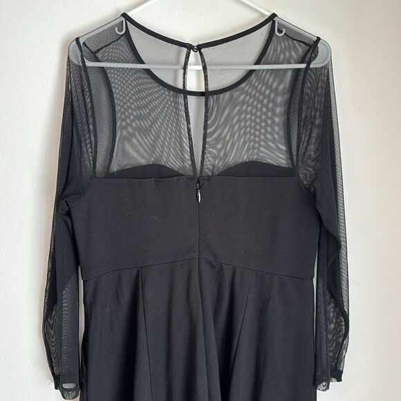 Torrid Women’s black sheer mesh top sweetheart long sleeve pocket dress size 10 - Picture 7 of 12